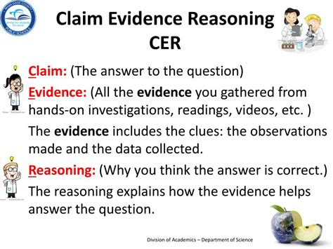 Claim Evidence Reasoning Science Examples