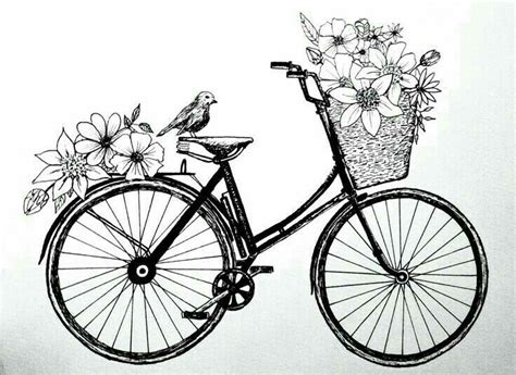 Pin by Elsa♡ on pen art/ doodles | Vintage drawing, Bike drawing ...