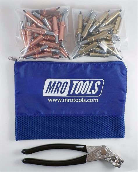 25 1/8 and 25 3/16 Cleco Fasteners + Cleco Pliers + Mesh Carry Bag ...