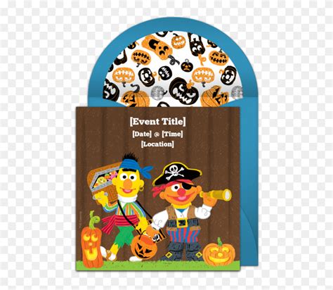 Bert & Ernie Pirates Online Invitation From Punchbowl - Cartoon, HD Png ...