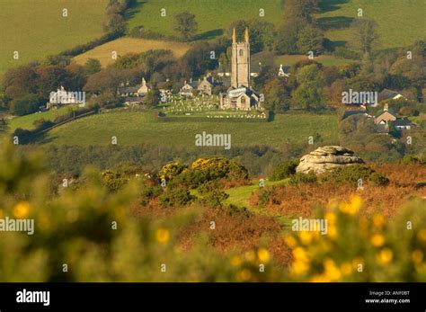 Widecombe church and village Widecombe in the Moor Dartmoor Devon UK ...