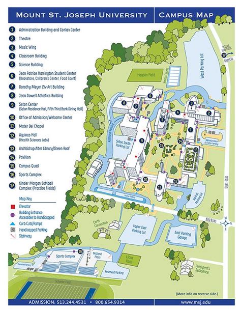 the campus map for mount st joseph university