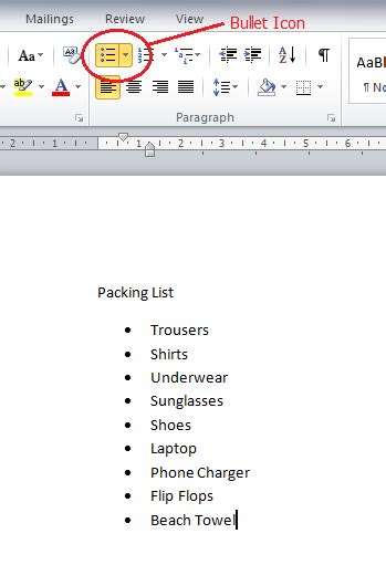 How To Create A Bulleted List In Word 2010