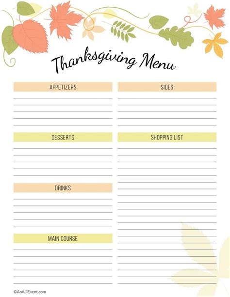 FREE Thanksgiving Planner Printable - An Alli Event