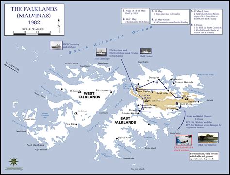 Map of the Falkland Islands War 1982