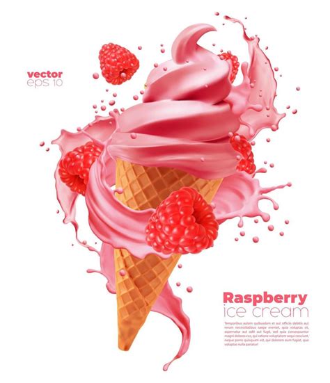 Isolated raspberry soft ice cream cone with splash 11592574 Vector Art ...