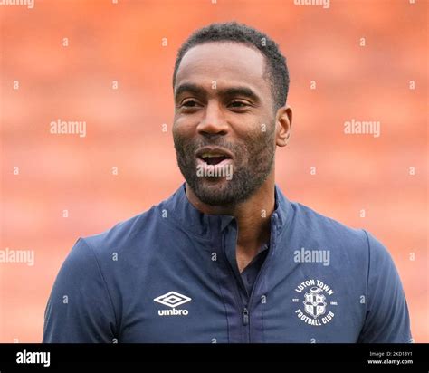 Cameron Jerome #35 of Luton Town inspects the pitch before the Sky Bet ...