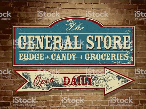 Vector illustration of a vintage, retro, old fashioned General Store ...