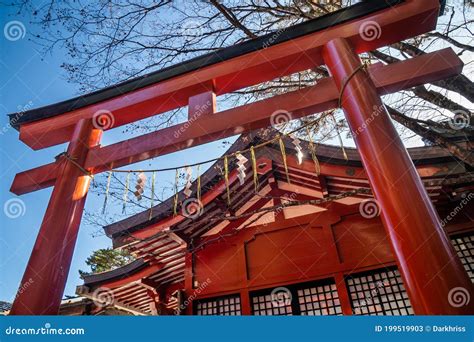 Torii Gate at Shinto Shrine Stock Image - Image of landmark, rope ...