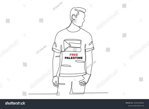 Man Defending Palestine Palestine Solidarity Oneline Stock Vector ...