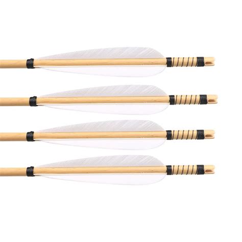 6Pcs Traditional Wooden Arrows Archery White Turkey Feathers 31.5" wit ...