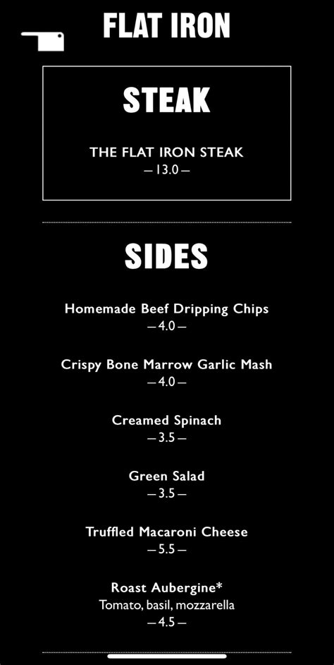 Flat Iron – Soho London's full menu online