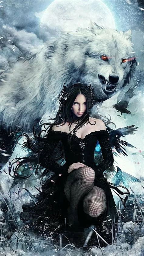 Download Gothic Wolf Girl in Mysterious Aura Wallpaper | Wallpapers.com