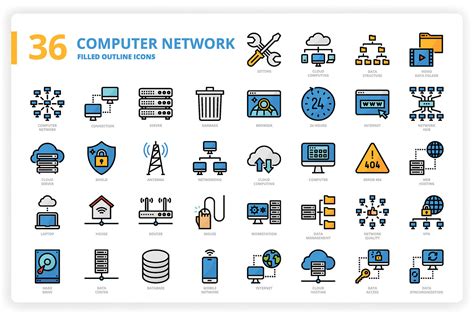 36 Computer Network Icons x 3 Styles | Custom-Designed Icons ~ Creative ...