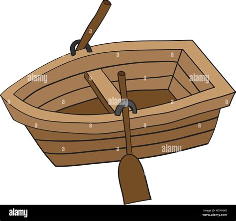 Illustration of Cute Cartoon Doodle of Wooden Row Boat. EPS8 Stock ...