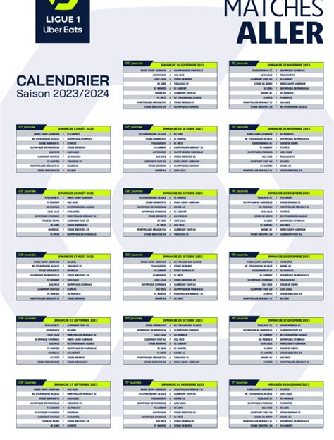 Ligue 1 : découvrez le calendrier complet de la saison 2023-2024