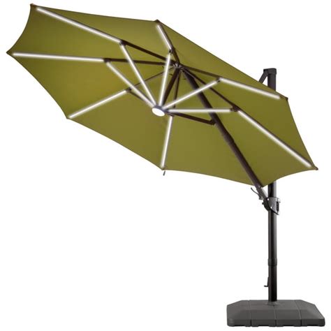 National Tree 11 ft. Cantilever Umbrella with Solar Power LED Lights ...