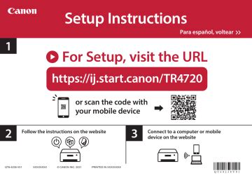 Canon PIXMA TR4720 Printer Setup Instructions | Manualzz