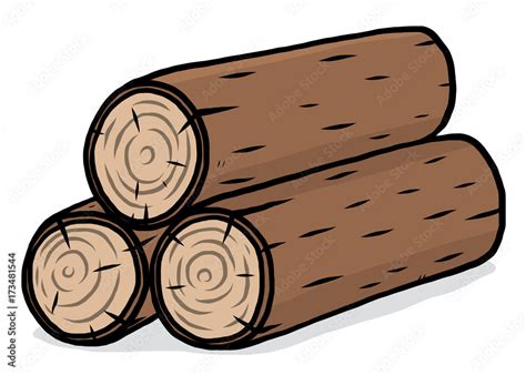 three logs / cartoon vector and illustration, hand drawn style ...