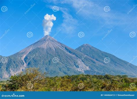 Amazing Volcano El Fuego during a Eruption on the Left and the ...