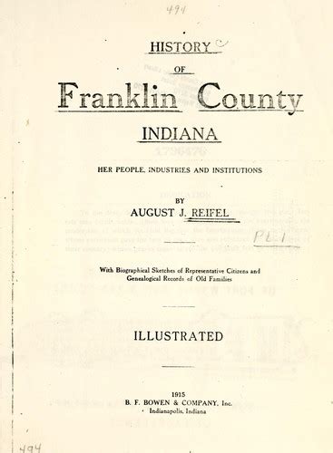 History of Franklin County, Indiana by August J. Reifel | Open Library