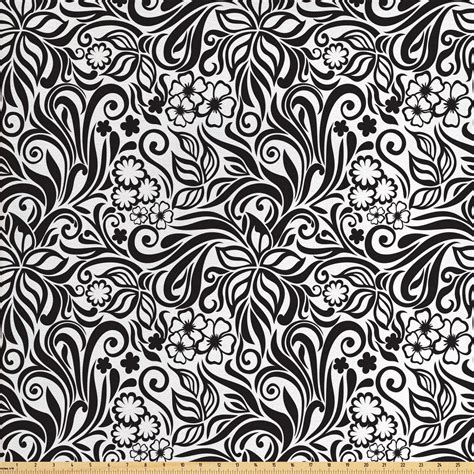 Black and White Fabric by the Yard, Western Scroll Pattern Design with ...