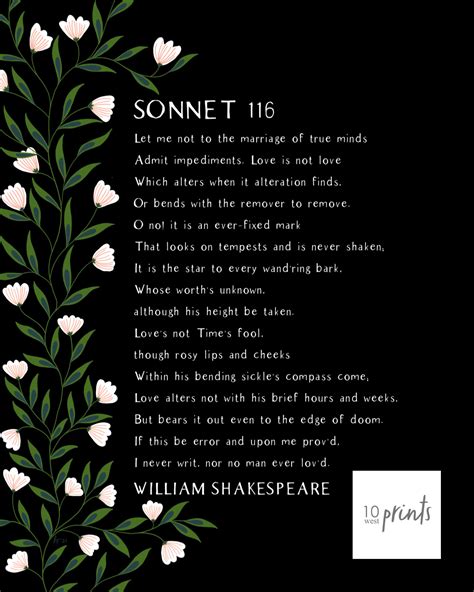 Sonnet 116 - William Shakespeare - printable by 10 west prints | Sonnet ...