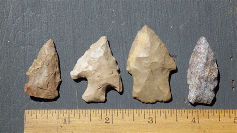 4 Native American Indian Arrowheads - KET Artifacts