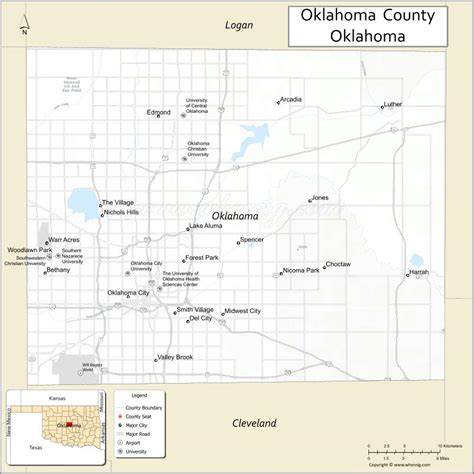 Map of Oklahoma County, Oklahoma - Where is Located, Cities, Population ...