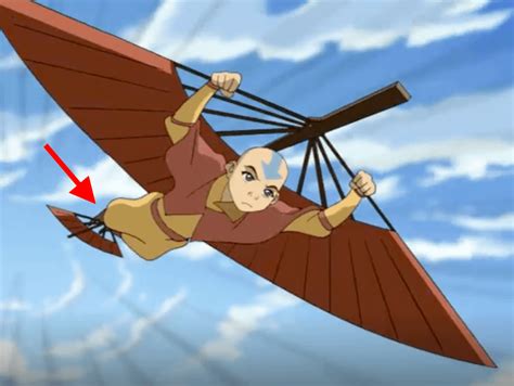 I always thought Aang held his body onto his glider with airbending ...