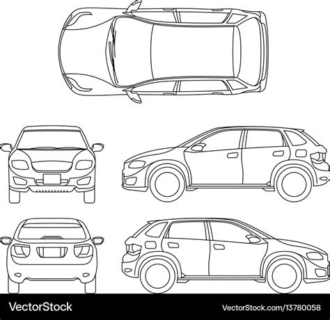 Offroad suv auto outline vehicle Royalty Free Vector Image