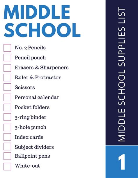 Middle School Supplies List | Persediaan sekolah