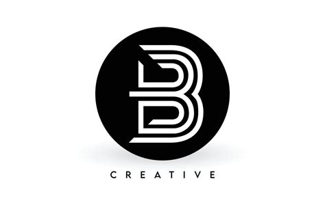 B letter logo design on a black circle. Creative White lines A letter ...