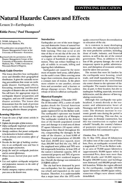 Natural Hazards: Causes and Effects: Lesson 2—Earthquakes | Prehospital ...