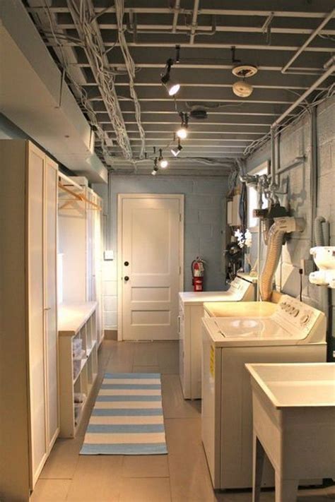 15 Amazing Useful Unfinished and Finished Basement Laundry Room Ideas ...