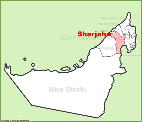 Sharjah location on the UAE (United Arab Emirates) Map - Ontheworldmap.com