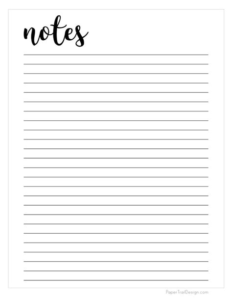 Free Printable Notes Template - Paper Trail Design