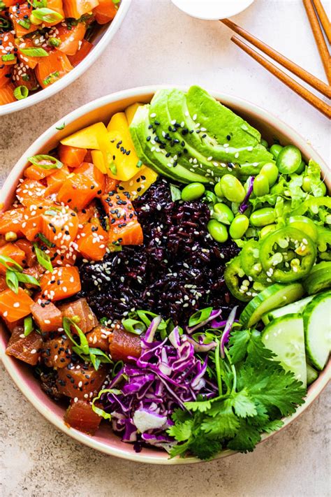 Spicy Rainbow Poke Bowls | So Much Food