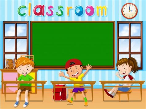 Tres estudiantes en el aula vector gratuito | Teacher classroom ...