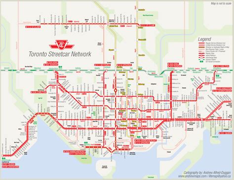 Excellent TTC Streetcar map, with all stops. Showing potential new ...