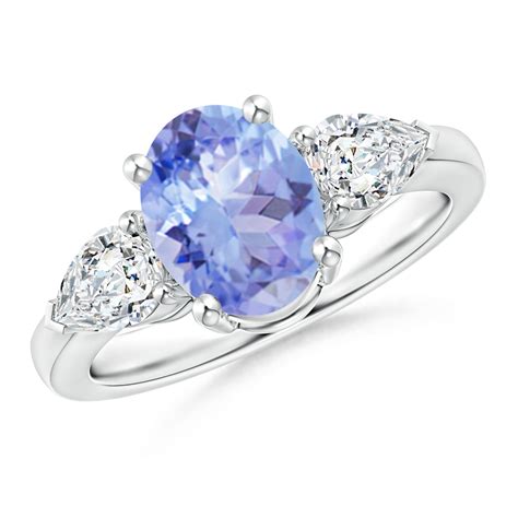 Angara - December Birthstone Ring - Oval Tanzanite Three Stone Ring ...