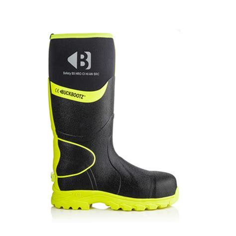 BUCKBOOTZ BBZ8000 Hi-Vis Black / Yellow Safety Wellington Boots ...