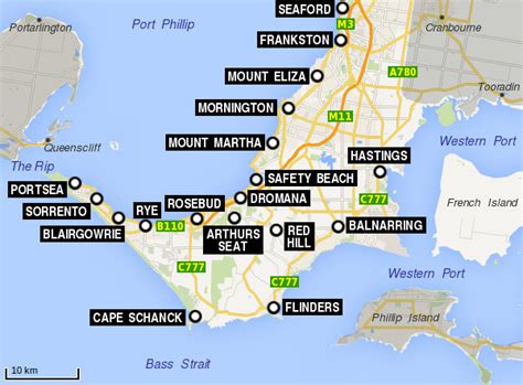 Mornington Peninsula map - Travel Victoria: accommodation & visitor guide