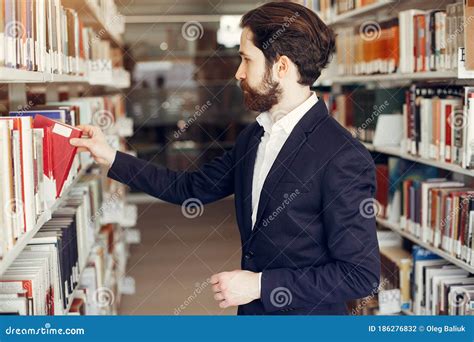 Handsome Guy Study at the Library Stock Photo - Image of interior ...