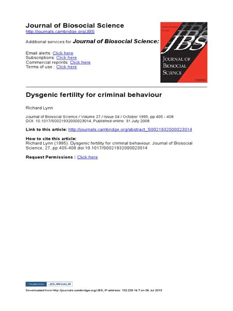 Dysgenic Fertility For Criminal Behavior | PDF | Twin | Heritability