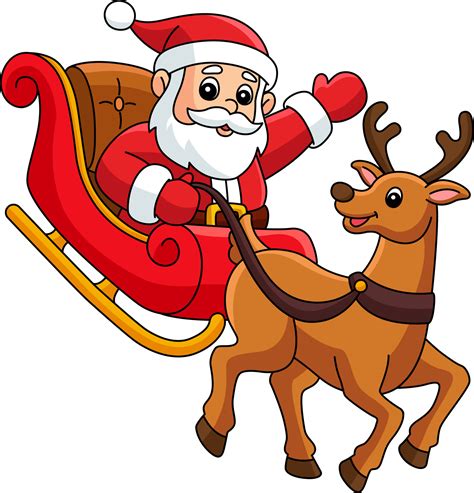 Christmas Santa Sleigh a Reindeer Cartoon Clipart 10789063 Vector Art ...