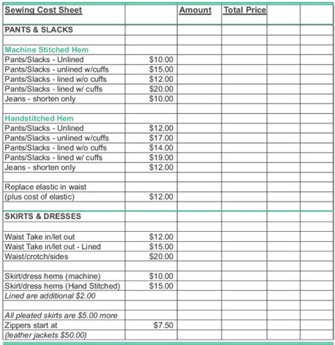 Clothing Alteration Price Sheets - Yahoo Image Search Results ...