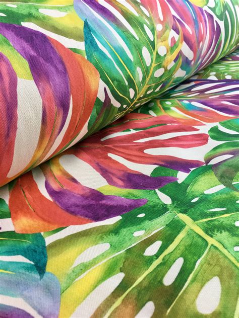 Tropical Palm Leaves Fabric Leaf Print Cotton Material Home Decor ...