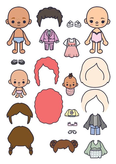 Toca Boca Family Paper dolls Printables Paper Crafts | Boyama kitapları ...