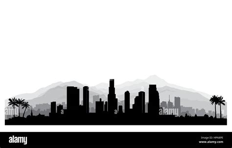 Los Angeles Skyline Silhouette Outline